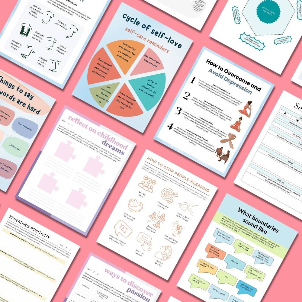 Anxiety & Self-Reflection Printable Bundle | Boundaries, Inner Critic, Coping Skills & Personal Growth (Personal Use)