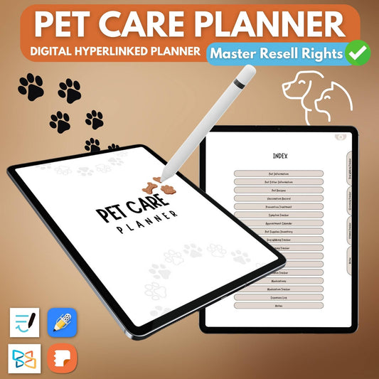 Digital Pet Care Planner (Hyperlinked) With Master Resell Rights