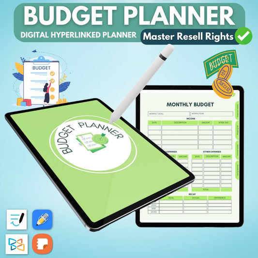 Digital Budget Planner (Hyperlinked) With Master Resell Rights