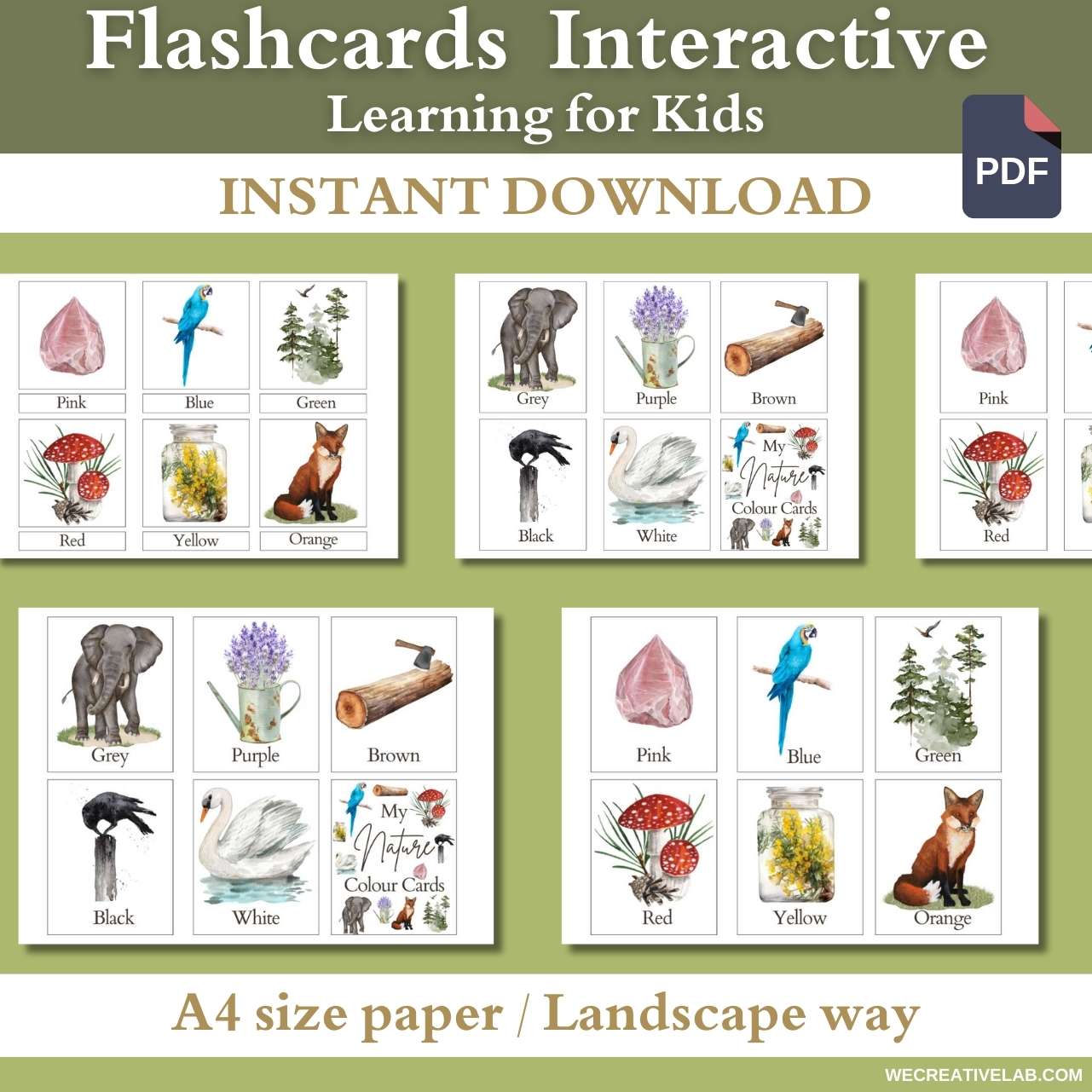 Nature Learning Pack for Kids, Printable Flashcards & Worksheets, Homeschool & Early Education