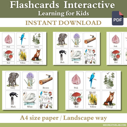 Nature Learning Pack for Kids, Printable Flashcards & Worksheets, Homeschool & Early Education