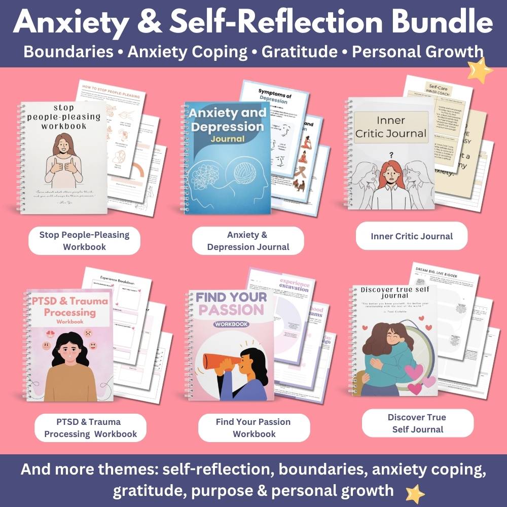 Anxiety & Self-Reflection Printable Bundle | Boundaries, Inner Critic, Coping Skills & Personal Growth (Personal Use)