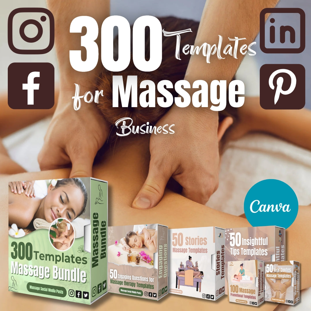 MASSAGE THERAPISTS BUNDLE - 300 TEMPLATES FOR FACEBOOK & INSTAGRAM