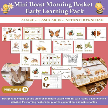 Nature Learning Pack for Kids, Printable Flashcards & Worksheets, Homeschool & Early Education