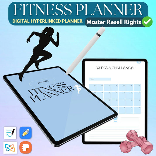 Digital Fitness Planner (Hyperlinked) With Master Resell Rights