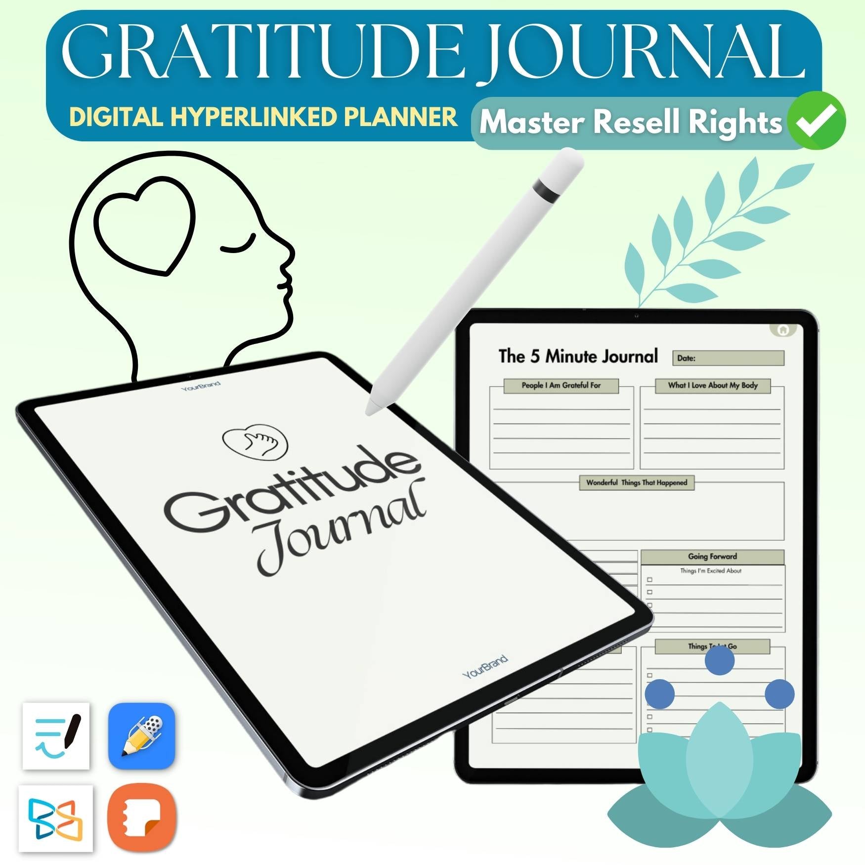 Digital Gratitude Journal (Hyperlinked) With Master Resell Rights