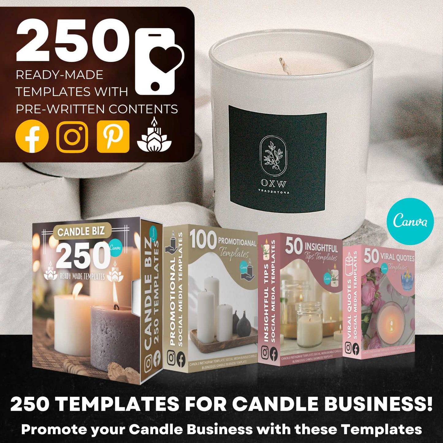 CANDLE BUNDLE - 250 TEMPLATES FOR FACEBOOK & INSTAGRAM