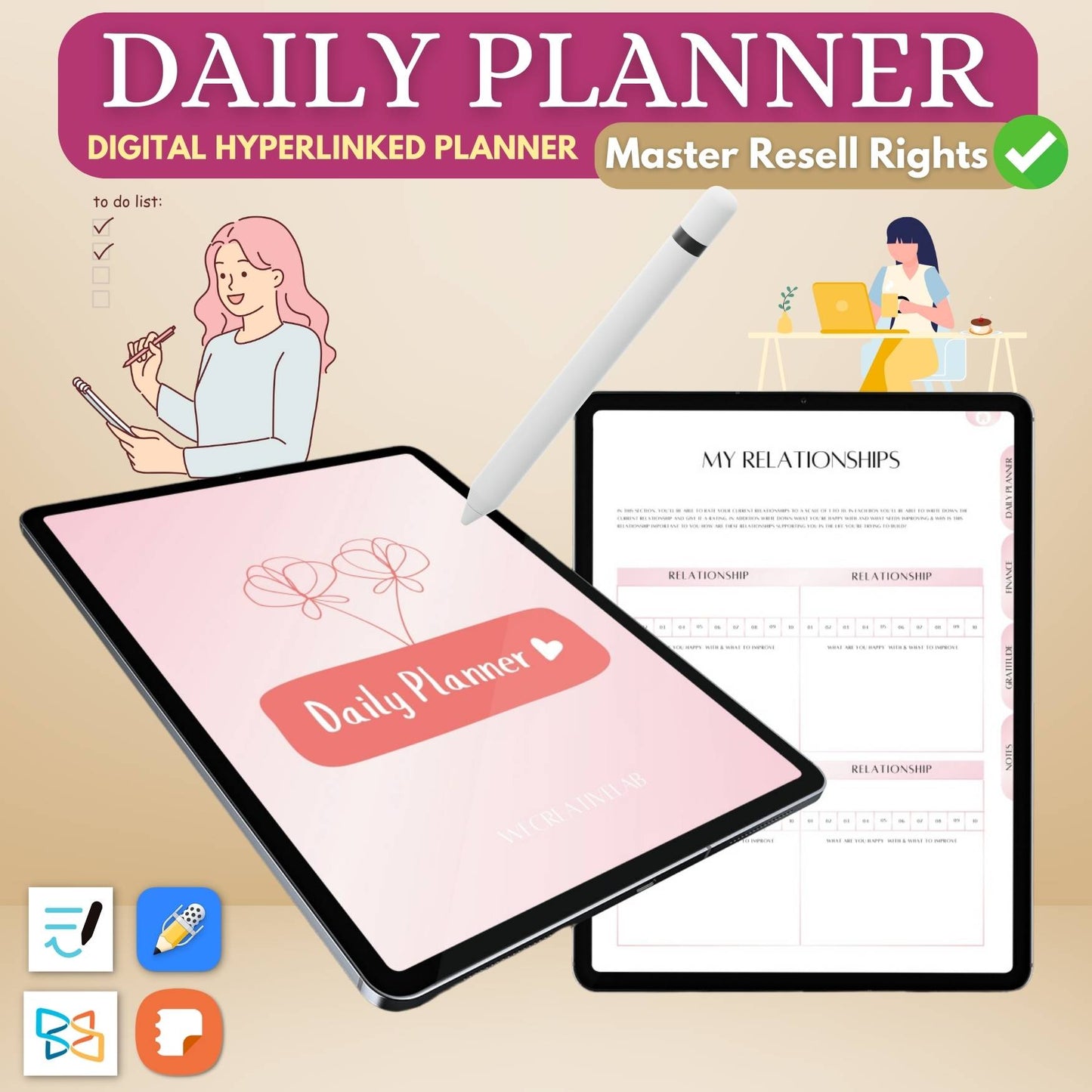 Digital Daily Planner (Hyperlinked) With Master Resell Rights