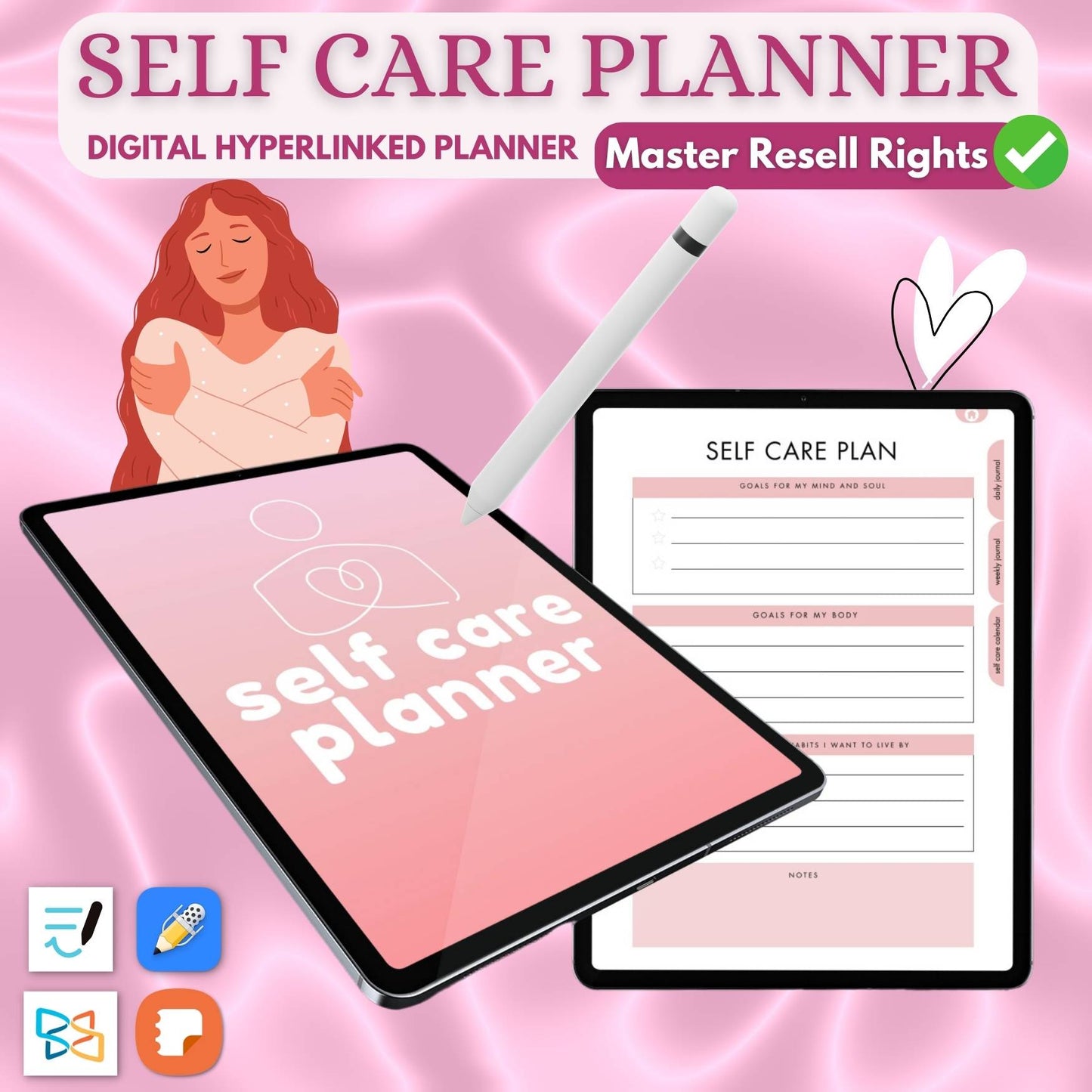 Digital Self Care Planner (Hyperlinked) With Master Resell Rights