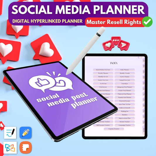 Digital Social Media Planner (Hyperlinked) With Master Resell Rights