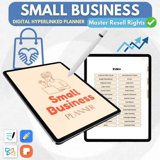 Digital Small Business Planner (Hyperlinked) With Master Resell Rights